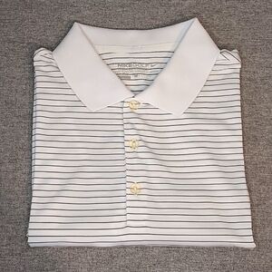 Nike Golf Tour Performance Dri-Fit White Black Stripes Polo Shirt Size Large